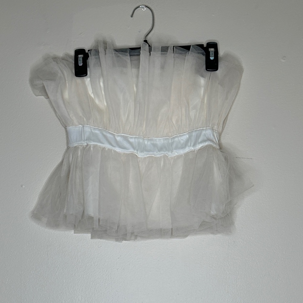 MARBLE Cream Tulle Strapless Top